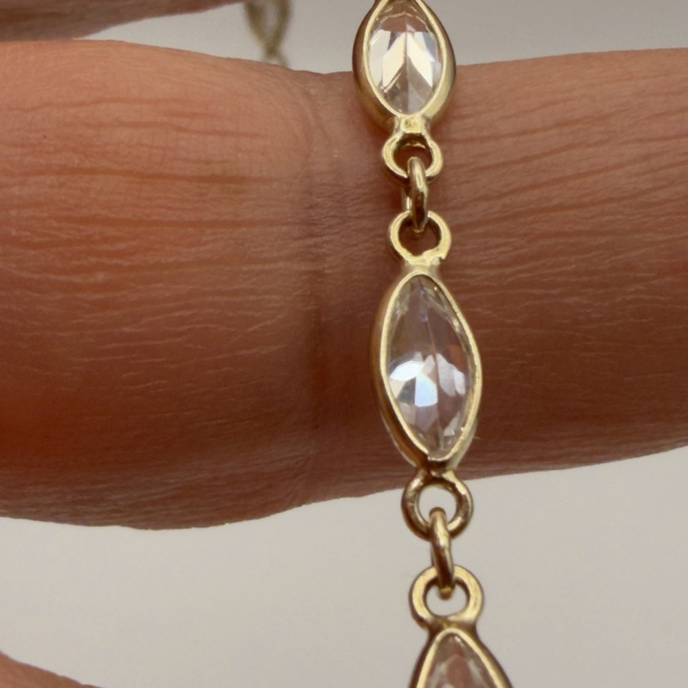 Vtg Ati 925 Sterling Silver Open Bezel Crystal Tennis Bracelet 7.5" Thailand